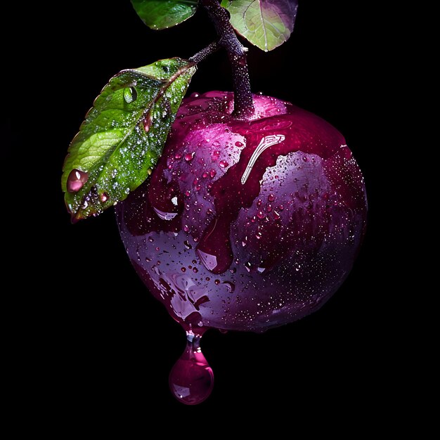 Photo mangosteen juice seep with dark purple thick fluid a syrupy texture effect for decor banner post