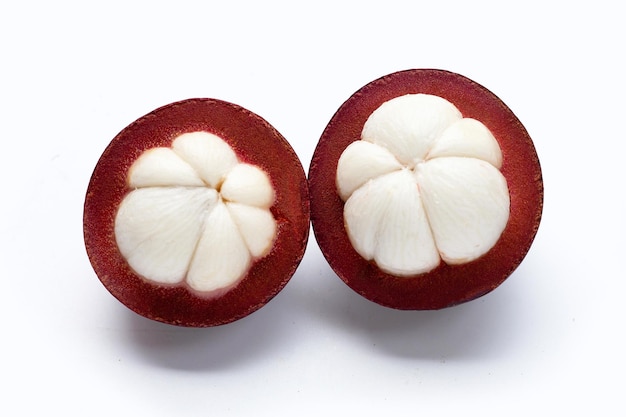 Mangosteen on white background