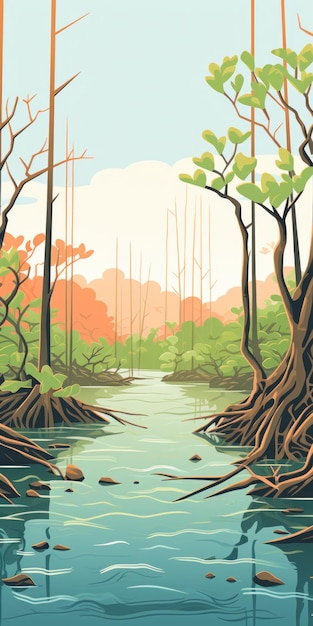 Mangrove Forest In Rocky Mountains Vibrant And Serene Nature