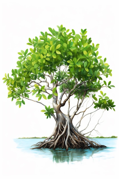 Mangrove tree on white background