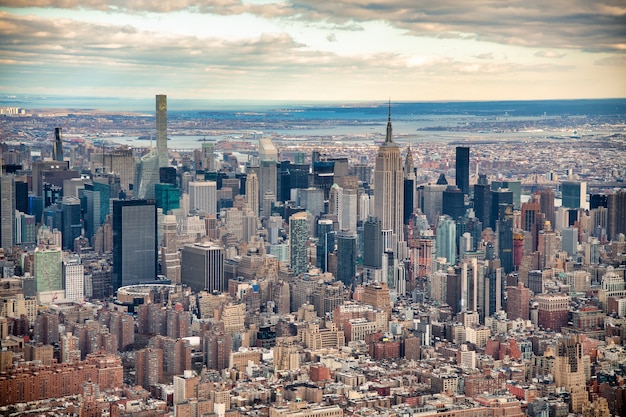 Veduta aerea di manhattan dall'elicottero