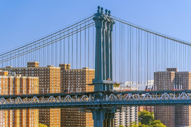 Manhattan bridge cityscape of New York City in the United States of America
