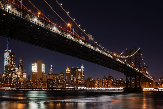 Manhattan Bridge At Night