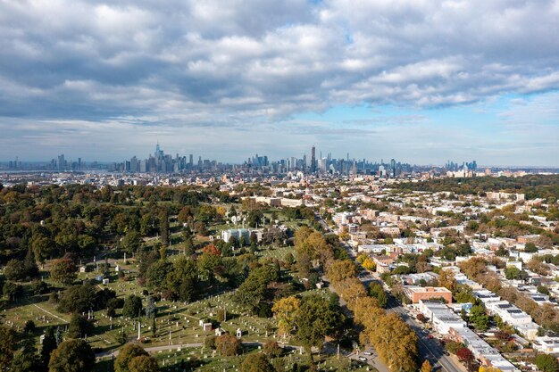 Manhattan city landscape view from Kensington Brooklyn New York