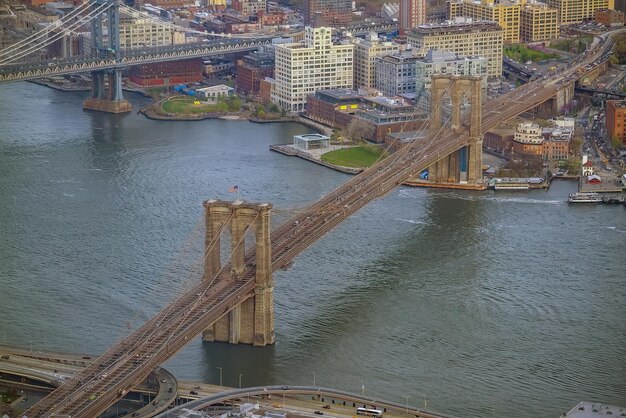 Manhattan city skyline cityscape of New York from top view