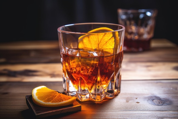 Manhattan cocktail with a twist of orange peel