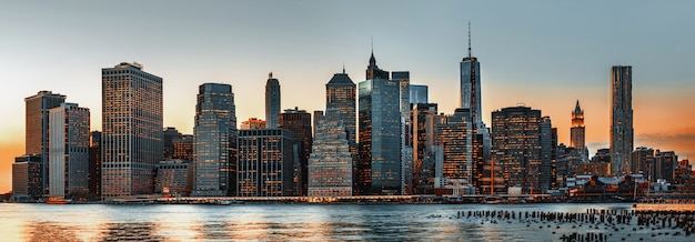 Manhattan. Evening New York City skyline panorama