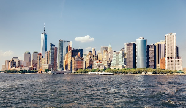 Панорама Манхэттена в Нью-Йорке, США