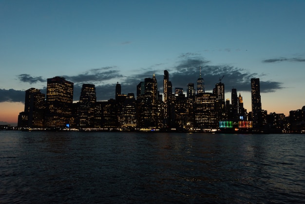 Manhattan skyline in the evening