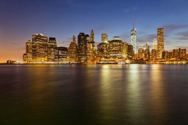 Manhattan Skyline From Brooklyn At Night