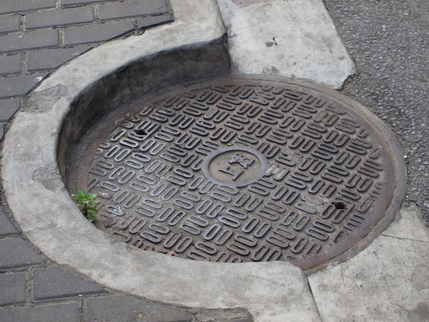 Manhole on chinese street.