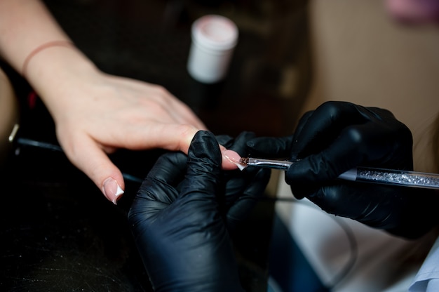 Manicure. Nail care in the beauty salon.