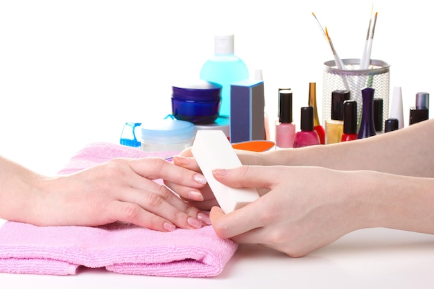 Manicure process in beautiful salon