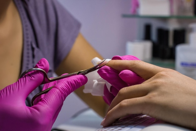 Manicure process in salon