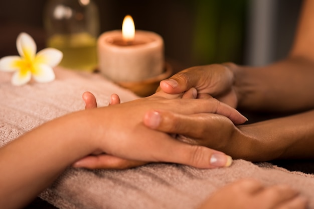 Photo manicure treatment at luxury spa