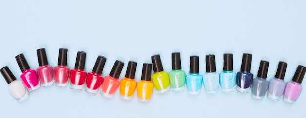 manicure with nail polish, pedicure on white background