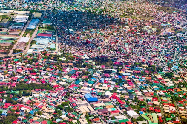 Manila suburb with small houses Philippines