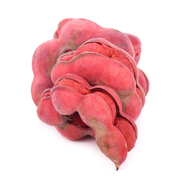 Manila tamarind fruit on white background.