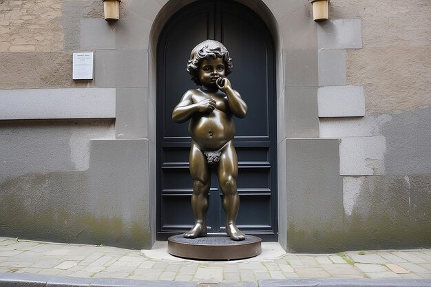 Photo manneken pis little man pee or le petit julien a very famous bronze sculpture landmark