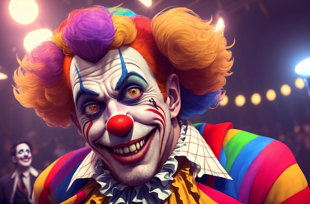 Mannelijke clown Portret van gelukkige nar in heldere stijl Generatieve AI