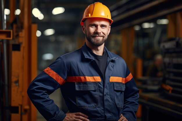 Mannelijke fabrieksarbeider met helm