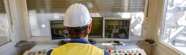 Mannelijke ingenieur die computers gebruikt in de fabriek