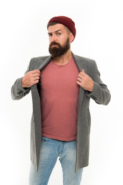 Mannelijke kapper zorg. Bebaarde man. Mode man met baard. Rijpe hipster met baard. brutale Kaukasische hipster met snor.