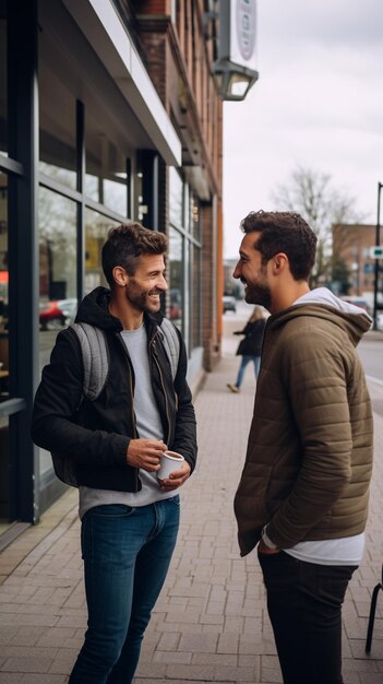 Foto mannen die een gesprek voeren