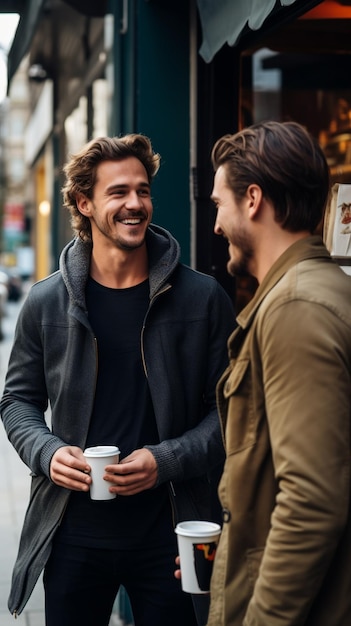 Foto mannen die een gesprek voeren