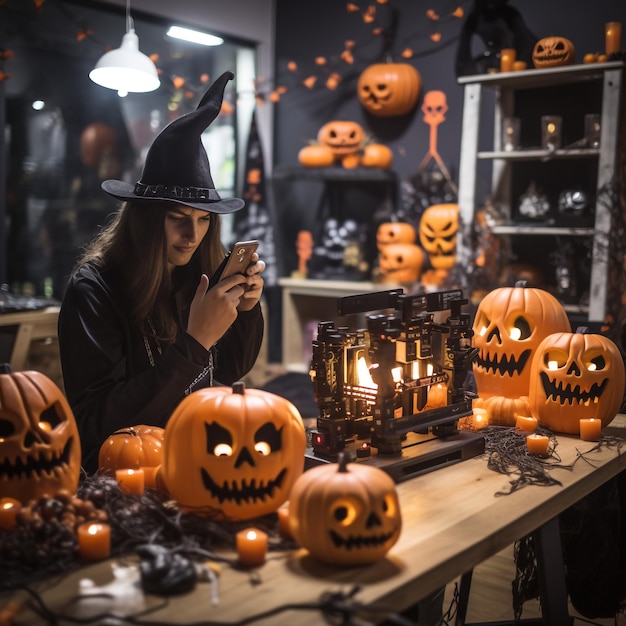 mannen en vrouwen op een halloween-feest in de stijl van heldere en levendige kleuren, vrolijk en optimistisch