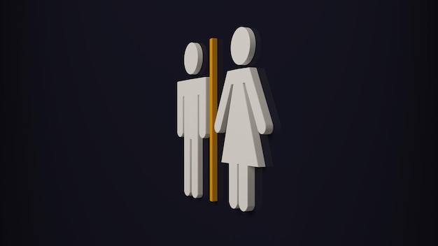 Mannen en vrouwen WC tekenen voor toilet moderne achtergrond toilet concept 3D-rendering