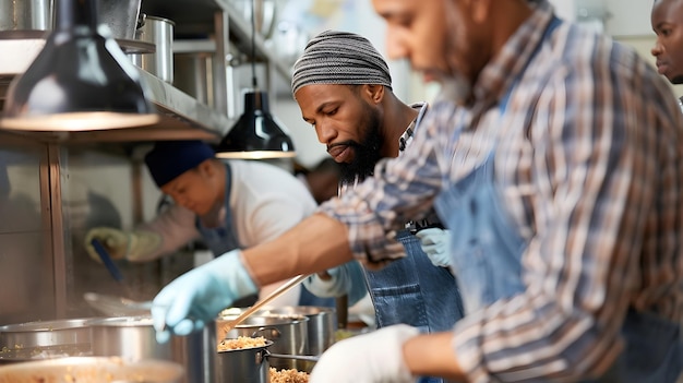 Mannen koken in een commerciële keuken met levendige kleuren