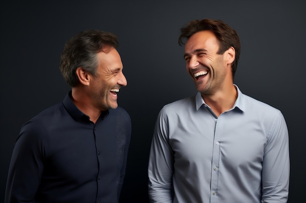 Mannen lachen tijdens een gesprek Generatieve AI