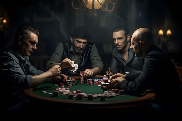 Foto mannen spelen poker in een casino