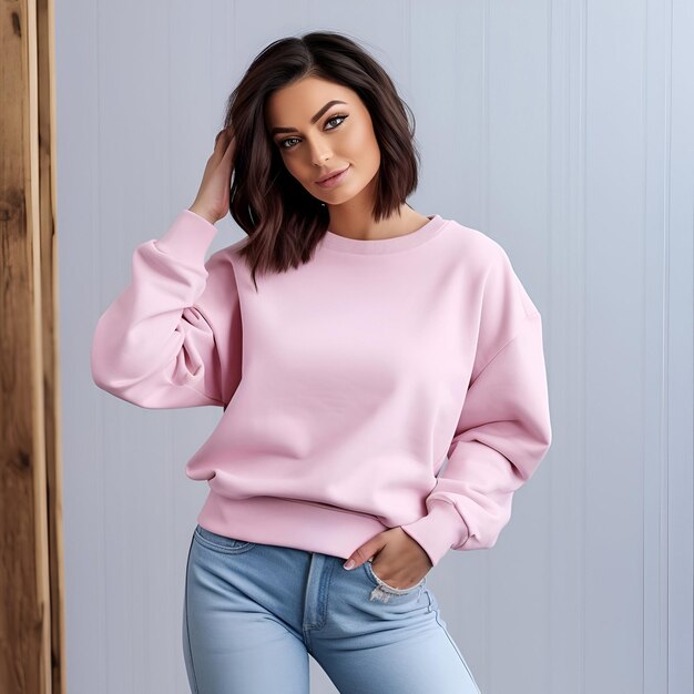 Mannen amp Vrouwen Gildan Sweatshirt Mockup Fotorealistische PSD voor modeontwerpen