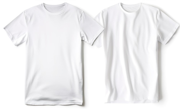 Mannen witte blanco T-shirt sjabloon van twee kanten geïsoleerd op witte achtergrond genereren ai