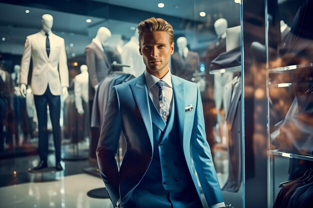 Mannequin dressed in a man's business suit Mens suit store