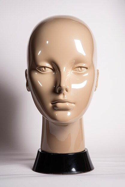 Фото Голова манекена женской модели в тоне сепии с блестящими и очаровательными глазами генеративный ии