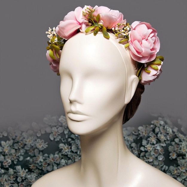 mannequin vrouw bloemen schone achtergrond