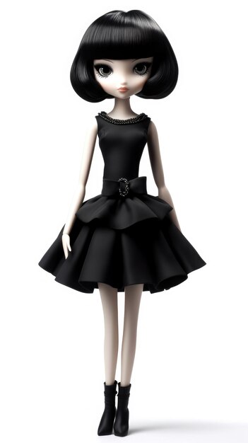 Photo a mannequin wearing a black dress with a hat on it.