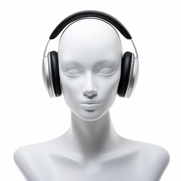 a mannequin wearing headphones with a pair of headphones on it