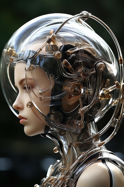 a mannequin wearing a transparent helmet