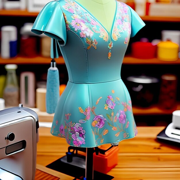 A mannequin with a floral dress on it