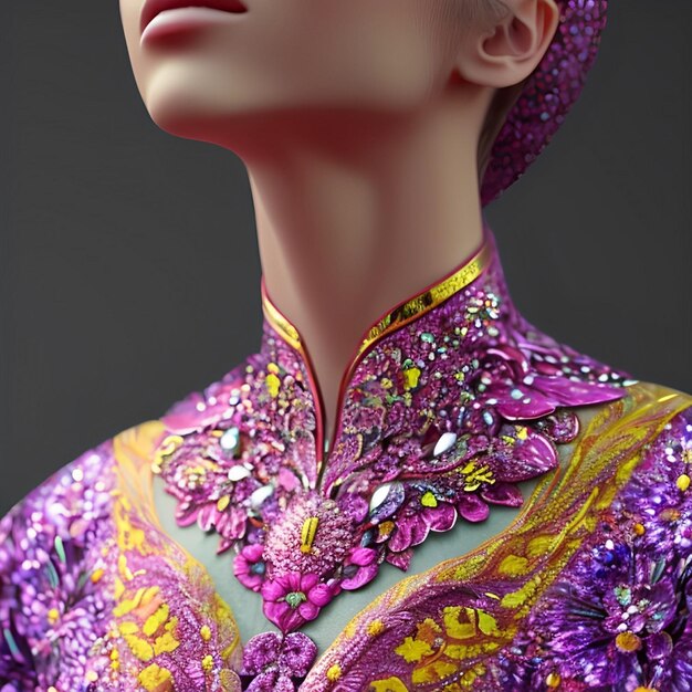 A mannequin with a floral pattern on it