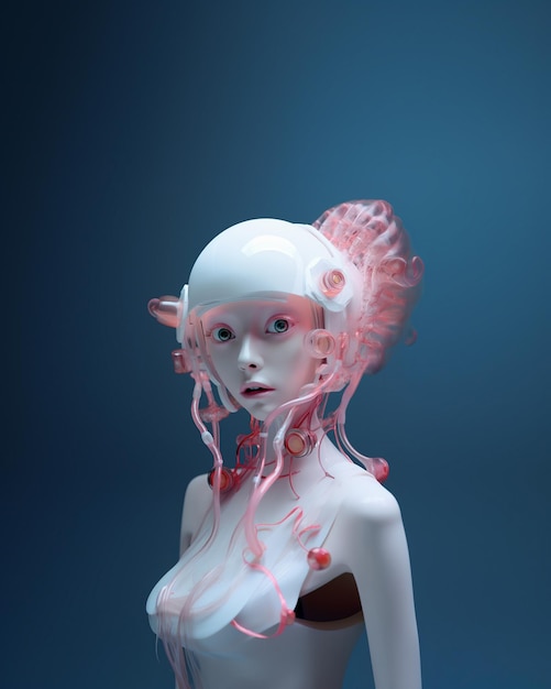 манекен с белой головой и розовой маской
