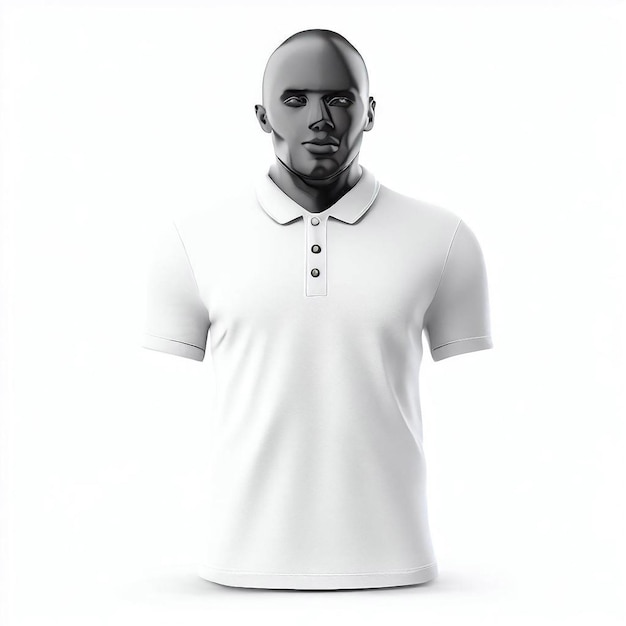 Photo a mannequin with a white polo shirt on it.