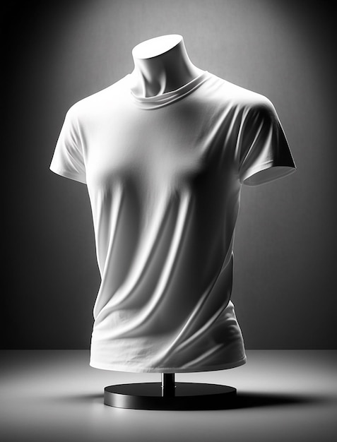 A mannequin with a white t - shirt on it