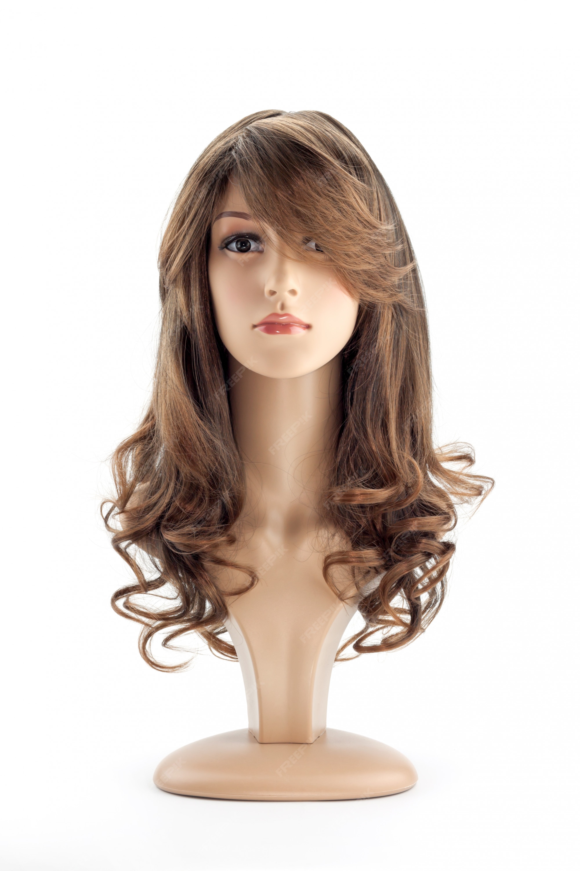 Premium Photo | Mannequin woman head fake with curling hair wig on white background Premium Photo | Mannequin woman head fake with curling hair wig on white background