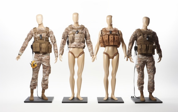 Foto mannequins in militaire uniformen