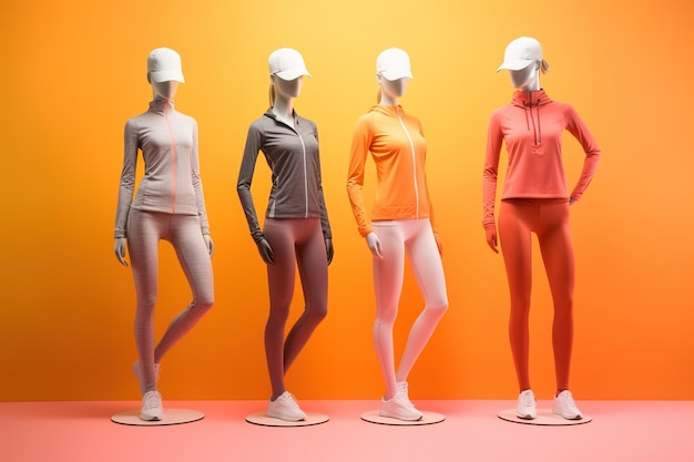 Mannequins in a storefront with a yellow background